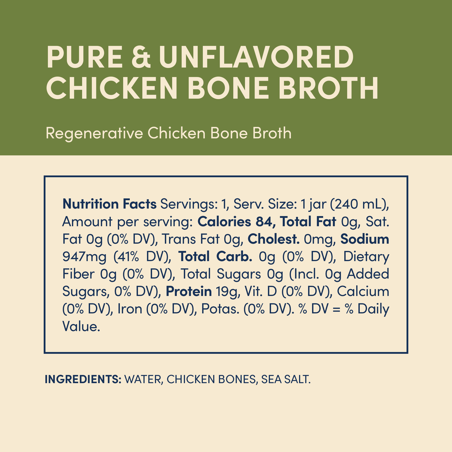 Regenerative Pasture-Raised Chicken Bone Broth 14oz