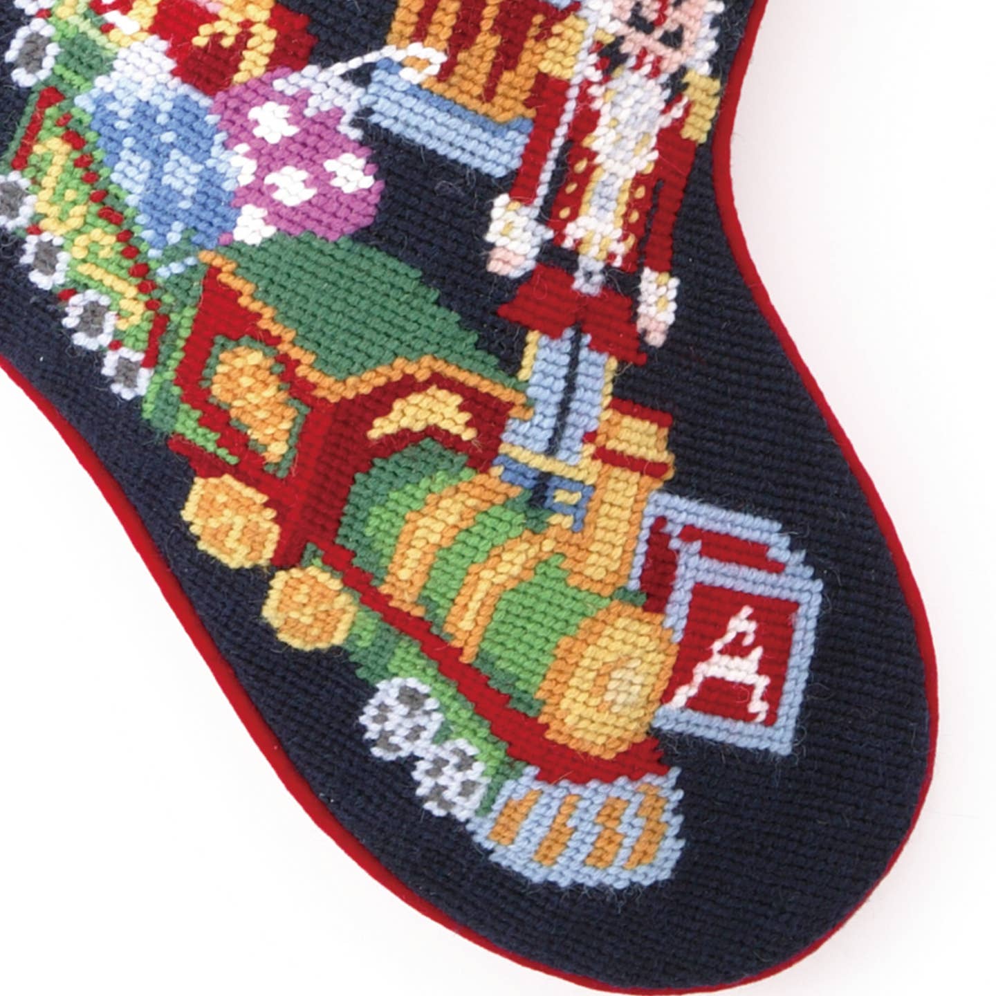 Toy Train Needlepoint Stocking