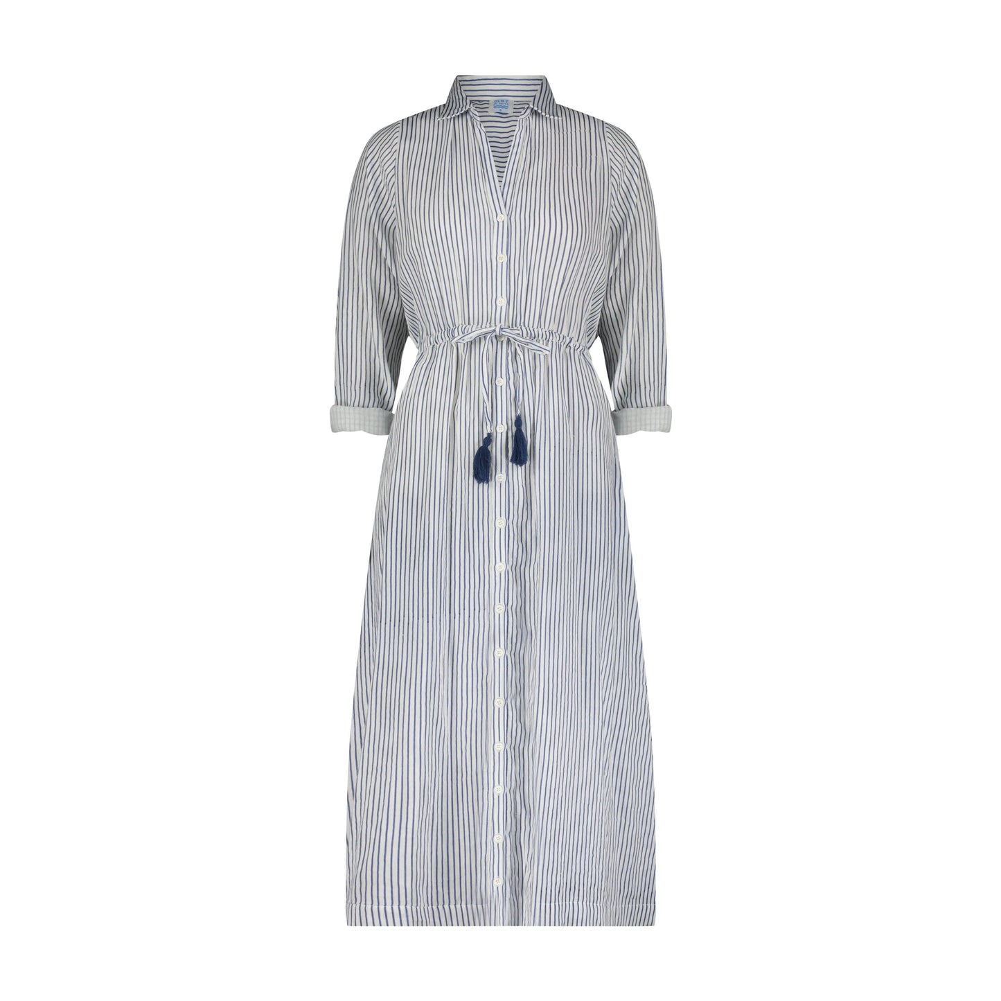 Anais Womens Button Front Shirtdress Marine Stripe