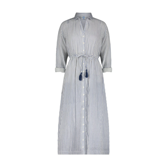 Anais Womens Button Front Shirtdress Marine Stripe