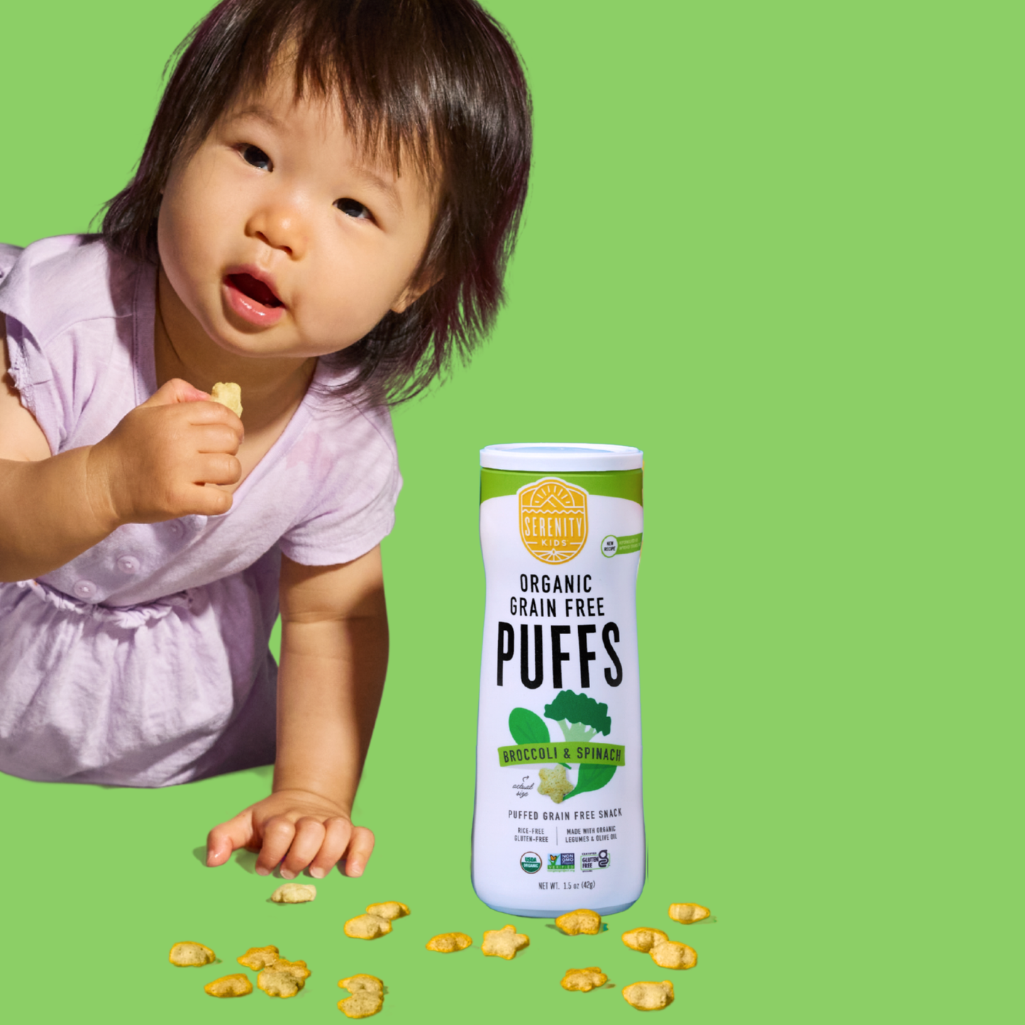 Broccoli & Spinach Organic Grain Free Puffs (6 Cans)
