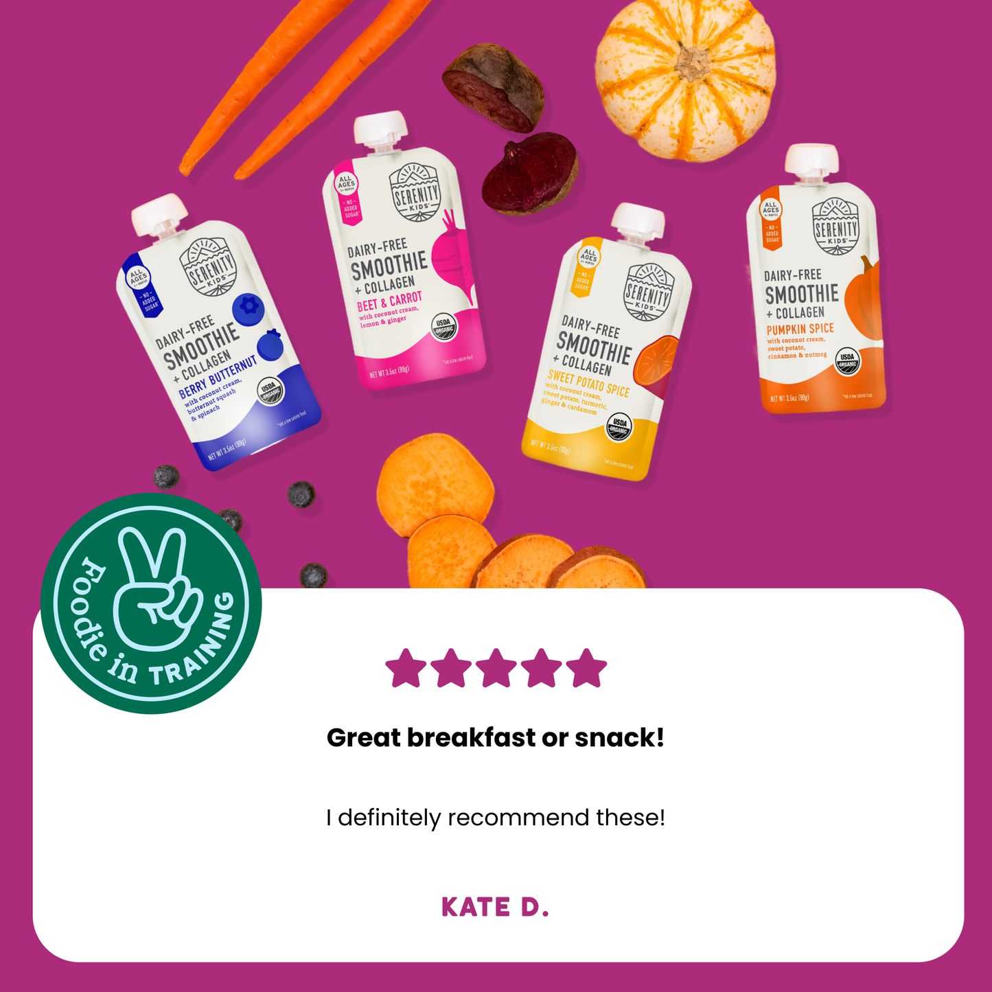 Beet & Carrot Smoothie with Grass Fed Collagen - (12 pouches)