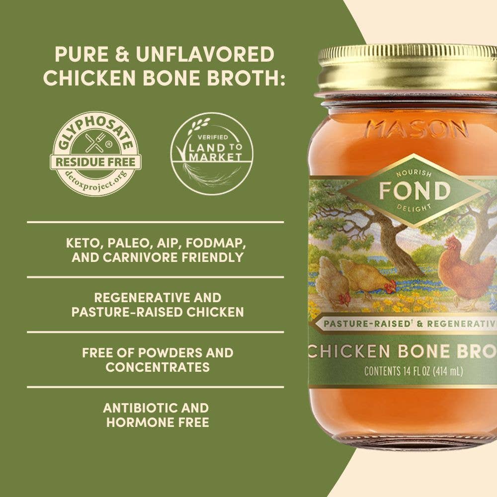 Regenerative Pasture-Raised Chicken Bone Broth 14oz
