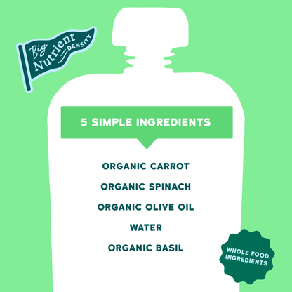 Organic Carrot, Spinach & Basil with Organic Olive Oil (12 Pouches)