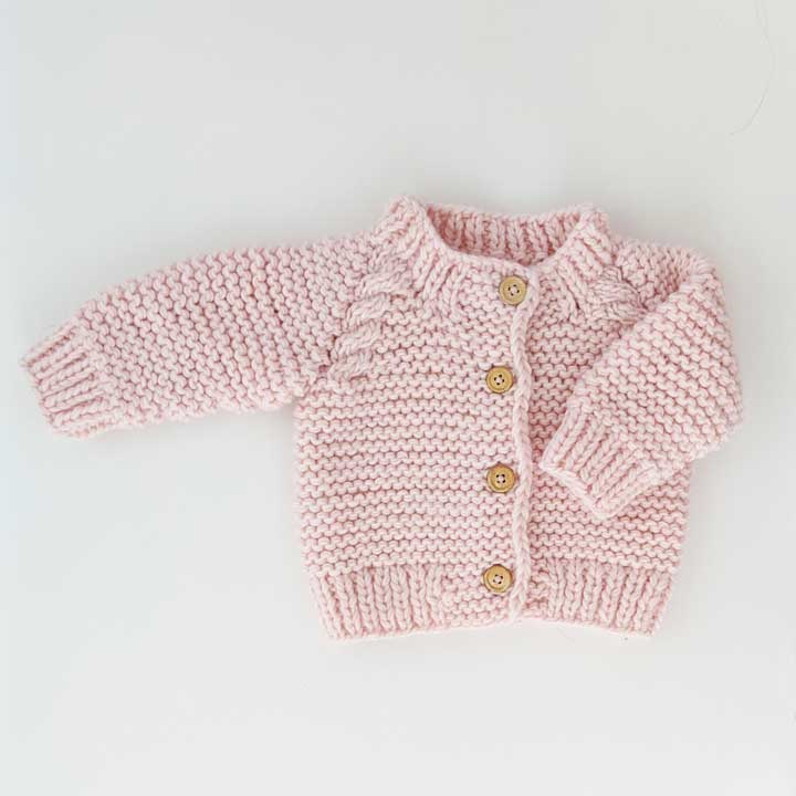 Blush Pink Garter Stitch Cardigan Sweater Baby & Toddler