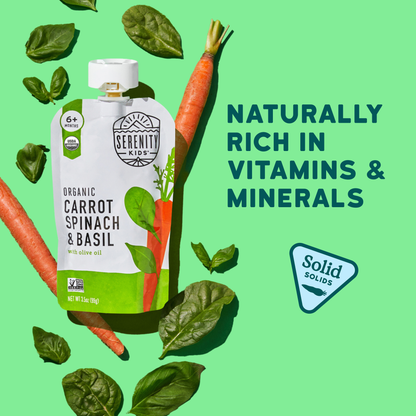 Organic Carrot, Spinach & Basil with Organic Olive Oil (12 Pouches)