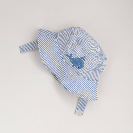 Whale Blue Seersucker Bucket Hat Baby & Toddler