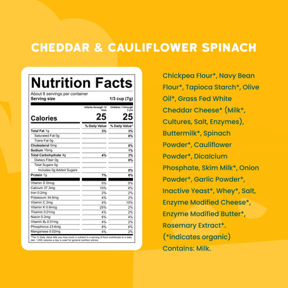 Cheddar & Cauliflower Spinach Organic Grain Free Puffs (6 Cans)