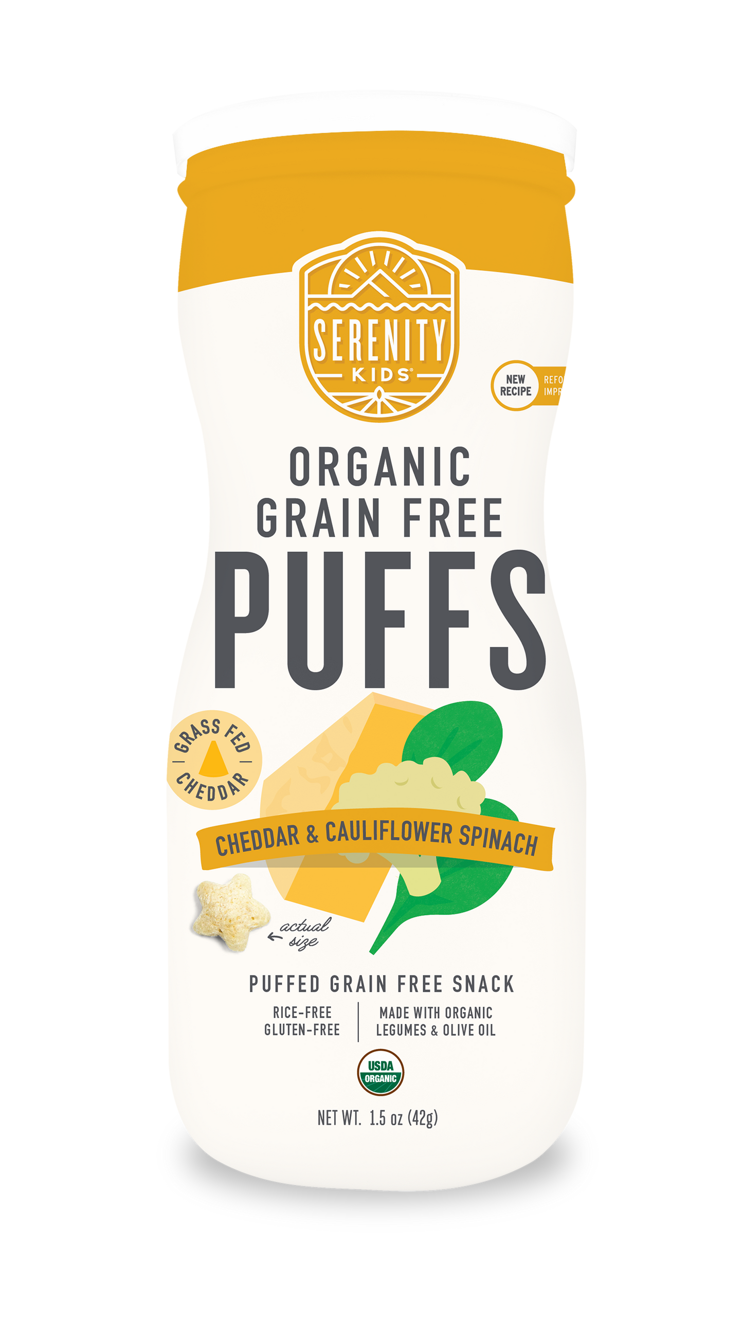 Cheddar & Cauliflower Spinach Organic Grain Free Puffs (6 Cans)