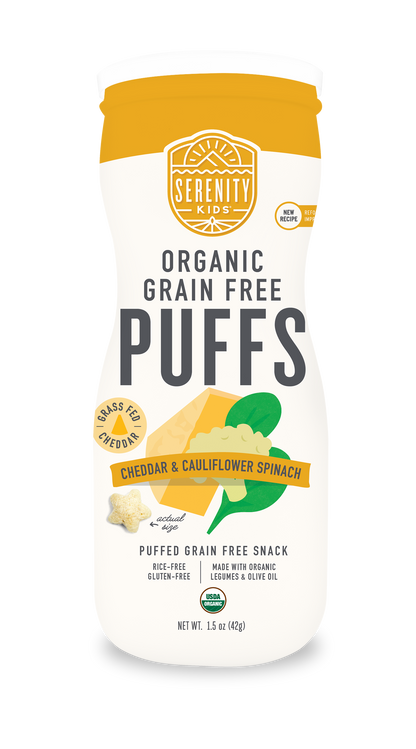 Cheddar & Cauliflower Spinach Organic Grain Free Puffs (6 Cans)