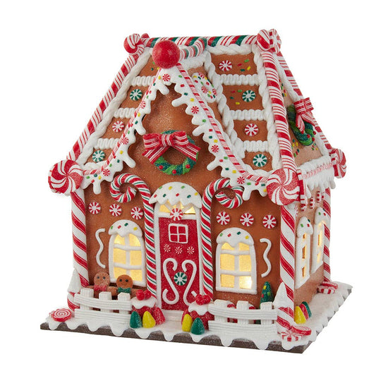Battery Operated LED Gingerbread House With Timer