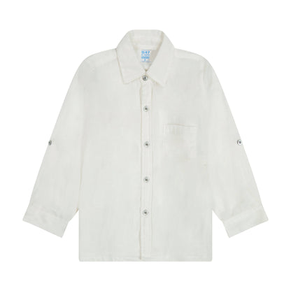 Remi Boy's Button Front Shirt White