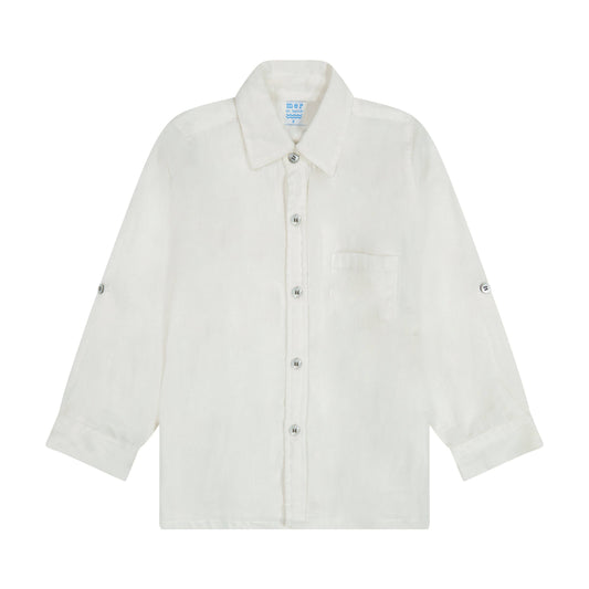 Remi Boy's Button Front Shirt White