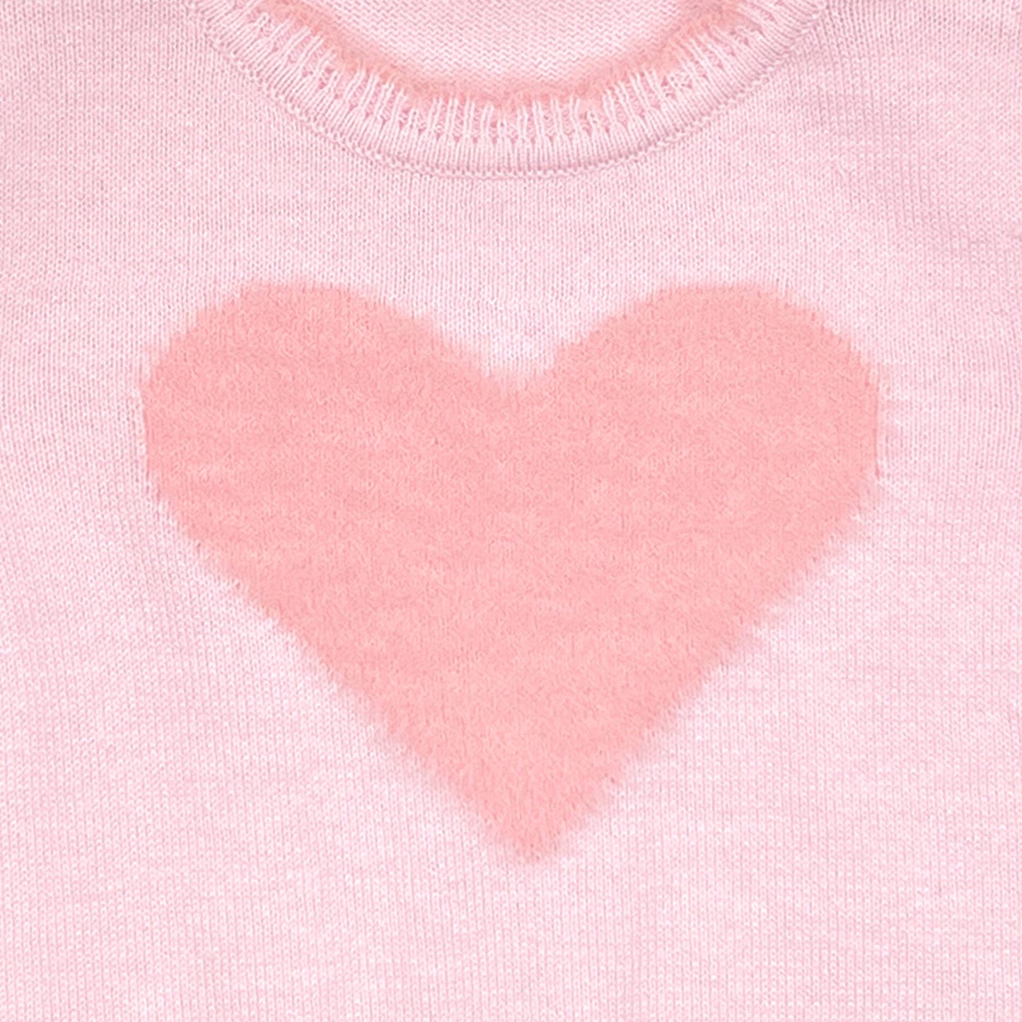Fuzzy Heart Lightweight Knit Sweater