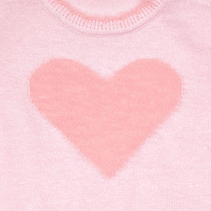Fuzzy Heart Lightweight Knit Sweater