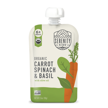 Organic Carrot, Spinach & Basil with Organic Olive Oil (12 Pouches)