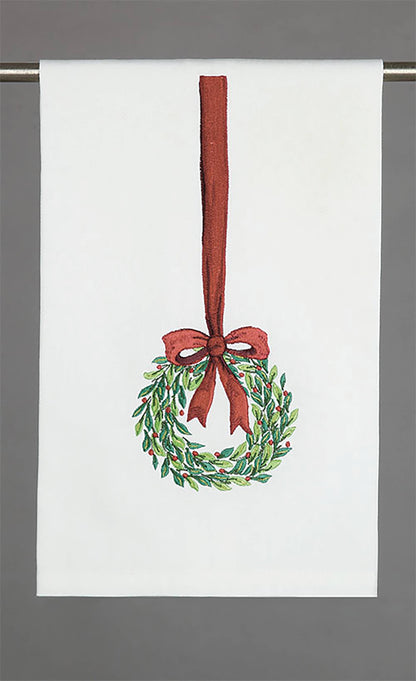 Wreath Bow Kitchen Towel - Christmas