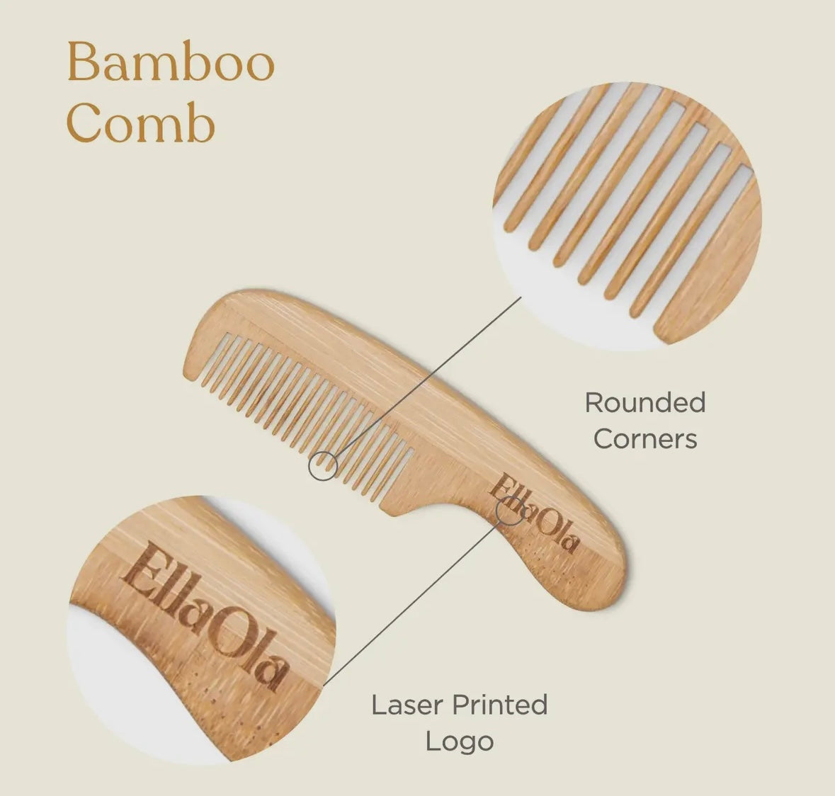 3 Piece Bamboo Brush & Comb set