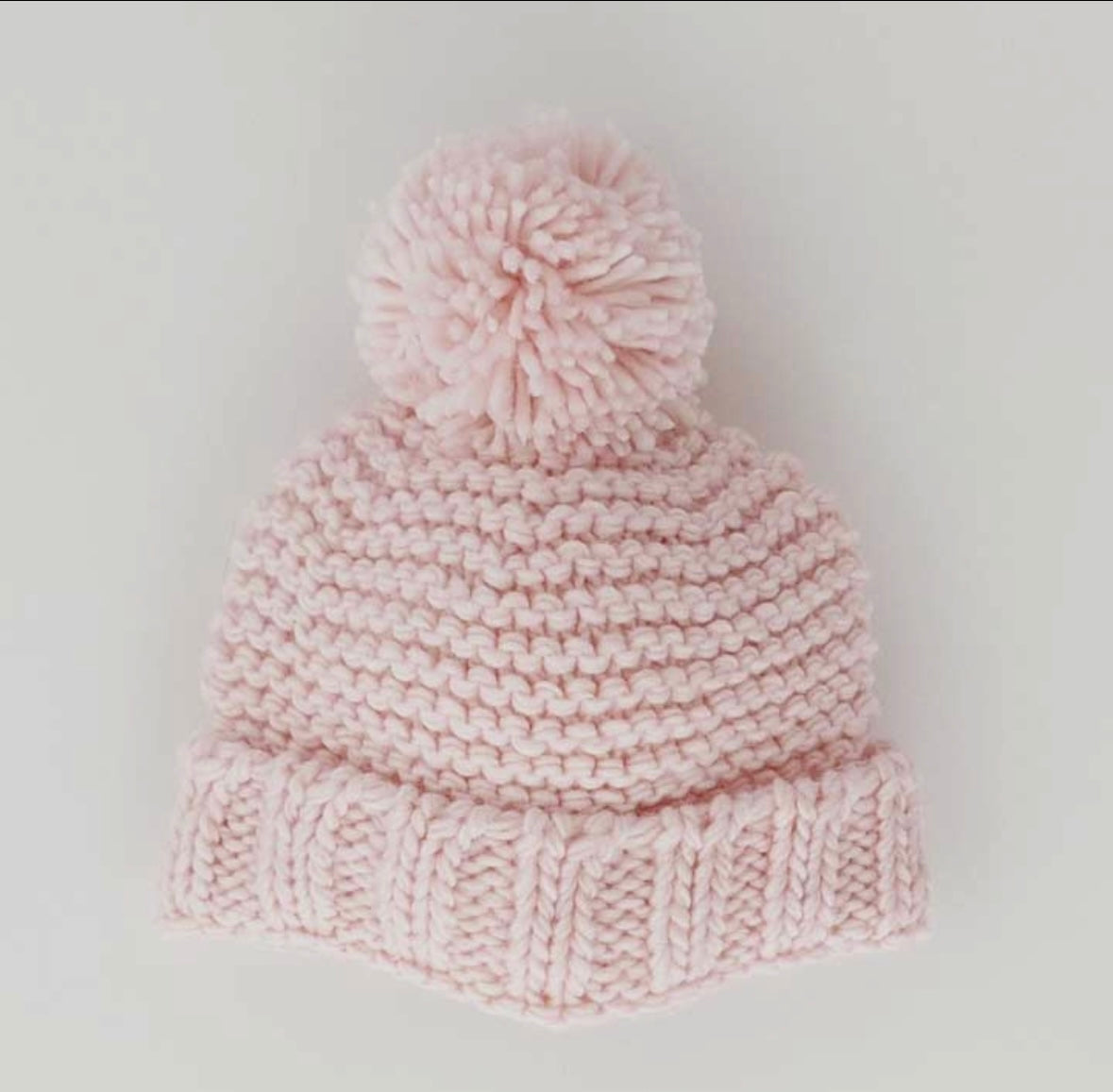 Pink Garter Stitch Beanie Hat