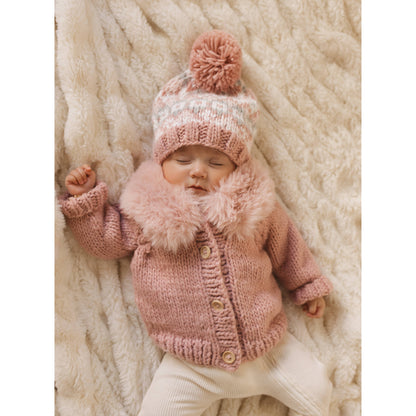 Fur Collar Rosy Cardigan Sweater for Baby & Toddler