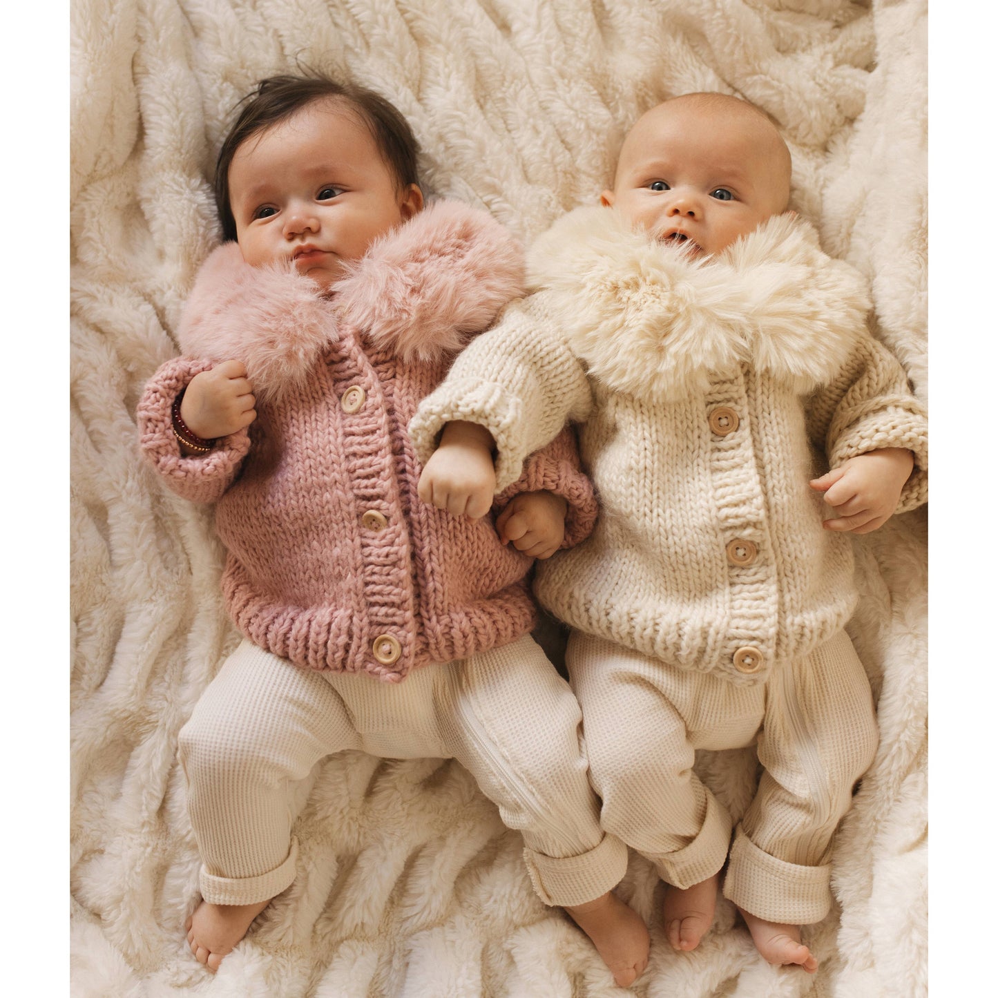 Fur Collar Rosy Cardigan Sweater for Baby & Toddler