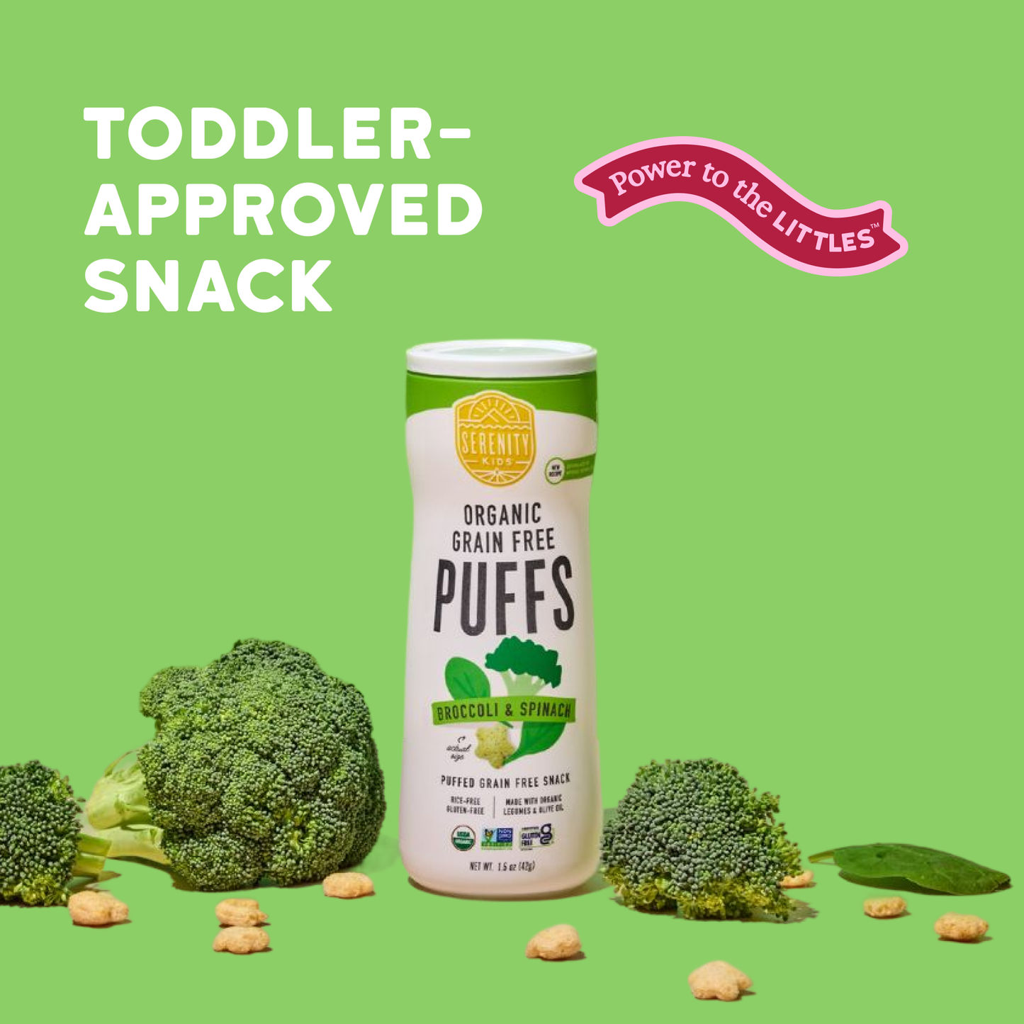 Broccoli & Spinach Organic Grain Free Puffs (6 Cans)