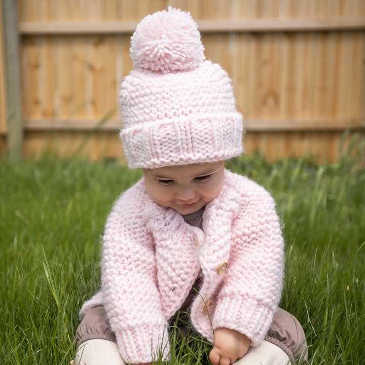 Blush Pink Garter Stitch Cardigan Sweater Baby & Toddler