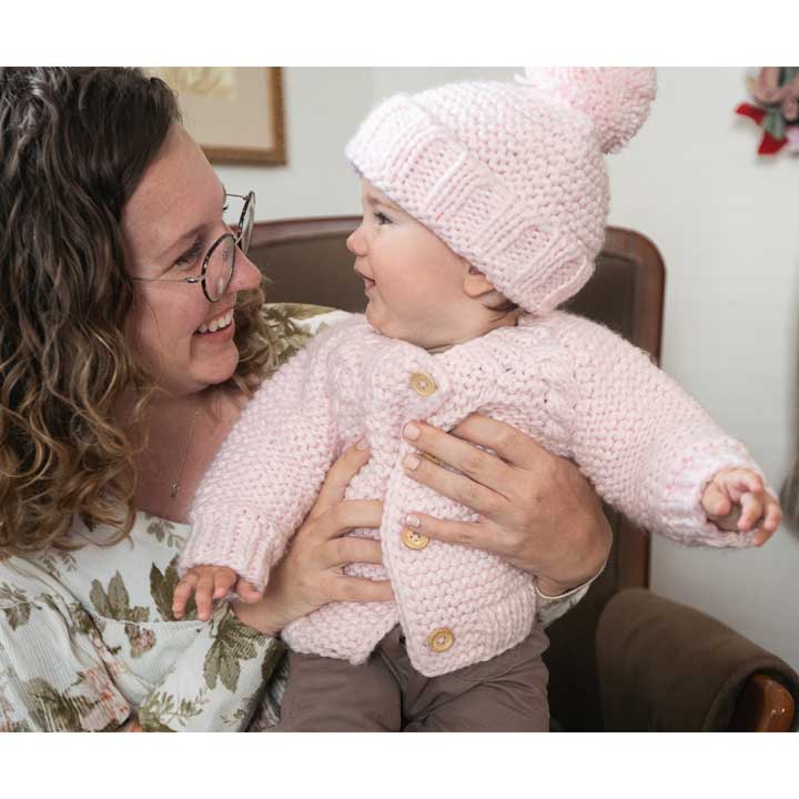 Blush Pink Garter Stitch Cardigan Sweater Baby & Toddler