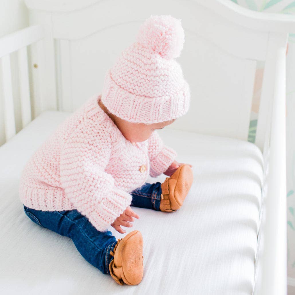 Blush Pink Garter Stitch Cardigan Sweater Baby & Toddler