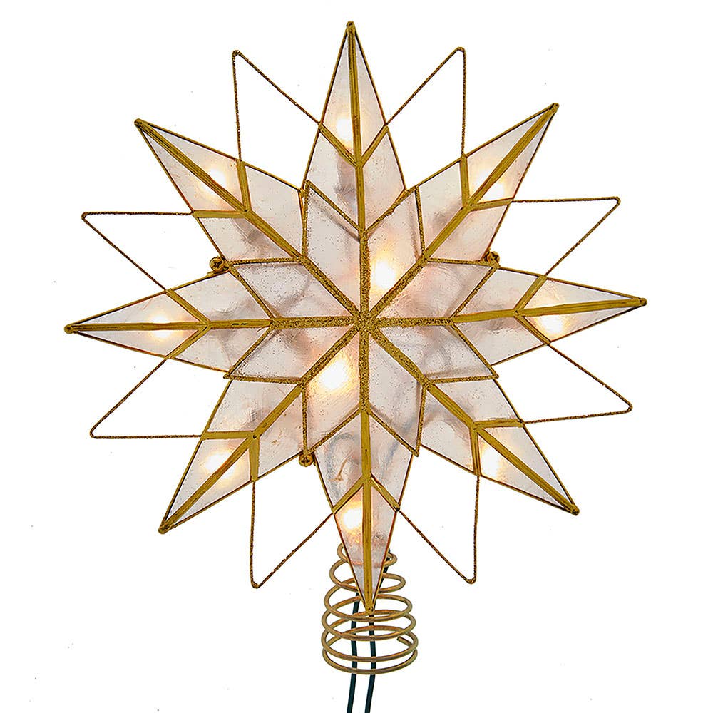 UL 10 Light 9.65" 8Pt Capiz Star Lit Tree Topper